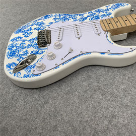 High Quality blue and white porcelain electric guitar white guitar birthday present free shipping supplier