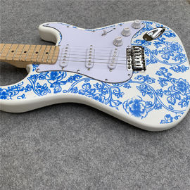 High Quality blue and white porcelain electric guitar white guitar birthday present free shipping supplier