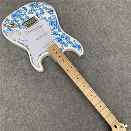 High Quality blue and white porcelain electric guitar white guitar birthday present free shipping supplier