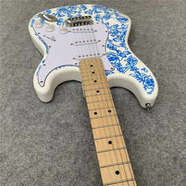 High Quality blue and white porcelain electric guitar white guitar birthday present free shipping supplier