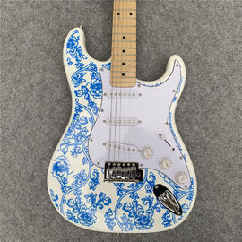 High Quality blue and white porcelain electric guitar white guitar birthday present free shipping supplier