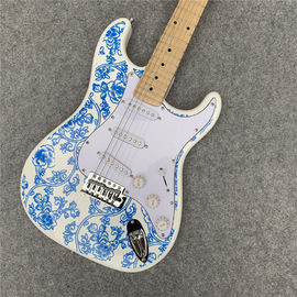 High Quality blue and white porcelain electric guitar white guitar birthday present free shipping supplier