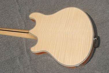 High-grade customized jazz six-string electric guitar, double f-hole half-hollow electric guitar, wood color supplier