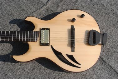 High-grade customized jazz six-string electric guitar double knife hole half-hollow electric guitar in wood color supplier