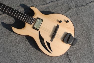 High-grade customized jazz six-string electric guitar double knife hole half-hollow electric guitar in wood color supplier