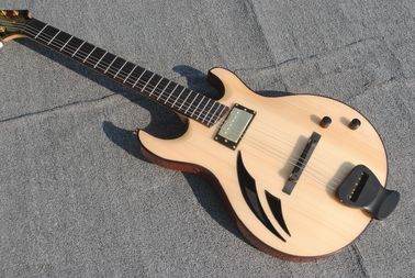 High-grade customized jazz six-string electric guitar double knife hole half-hollow electric guitar in wood color supplier