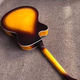 Double F hole OEM hollow body JAZZ electric guitar yellow maple top Jazz guitar free shipping supplier