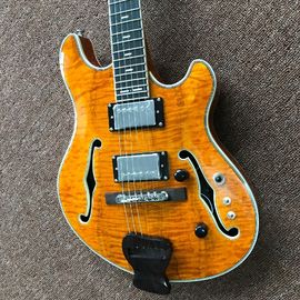 F Hole Hollow Body Electric Guitar with Ebony Fingerboard Chrome Hardware free shipping supplier