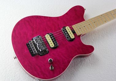 Dark-red Body Electric Guitar with Quilted Maple Veneer and Double Rock,Offer Customized supplier