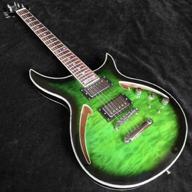 Grand guitar Hollow body AAA Quilted maple top Green waves electric guitar free shipping supplier