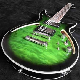 Grand guitar Hollow body AAA Quilted maple top Green waves electric guitar free shipping supplier