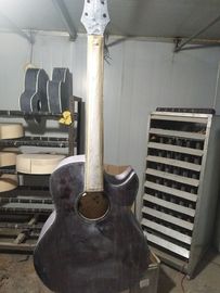 AAAA handmade all Solid ebony wood single cut guitar 14 frets imported wood armrest GA acoustic electric guitar supplier