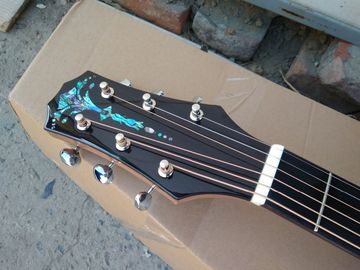 AAAA handmade all Solid ebony wood single cut guitar 14 frets imported wood armrest GA acoustic electric guitar supplier