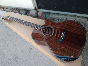AAAA handmade all Solid ebony wood single cut guitar 14 frets imported wood armrest GA acoustic electric guitar supplier