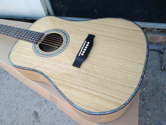 AAAA handmade all Solid OKA guitar dreadnought body guitar imported wood soundhole EQ D acoustic electric guitar supplier