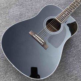 41&quot; All Black color acoustic guitar,Rosewood fingerboard,handmade Solid spruce wood guitar supplier