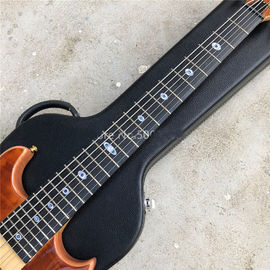 6 String Electric Bass Guitar with Win Red burst Maple top Ebony Fingerboard Active pickups Bass Neck through body supplier