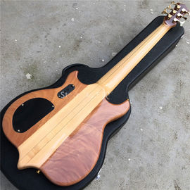 6 String Electric Bass Guitar with Win Red burst Maple top Ebony Fingerboard Active pickups Bass Neck through body supplier