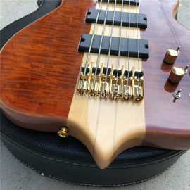 6 String Electric Bass Guitar with Win Red burst Maple top Ebony Fingerboard Active pickups Bass Neck through body supplier