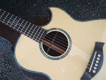 Handmade all solid Auditorium folk Guitars Orchestra cut-away AAAA all solid single cut armrest acoustic electric supplier