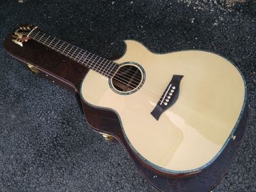 Handmade all solid Auditorium folk Guitars Orchestra cut-away AAAA all solid single cut armrest acoustic electric supplier