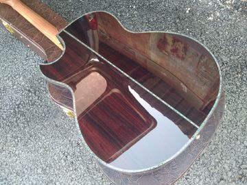 Handmade all solid Auditorium folk Guitars Orchestra cut-away AAAA all solid single cut armrest acoustic electric supplier