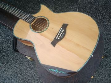 Factory AAAA 14 frets Auditorium folk Guitars Orchestra all solid imported apple wood acoustic electric guitar supplier