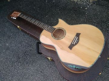 Factory AAAA 14 frets Auditorium folk Guitars Orchestra all solid imported apple wood acoustic electric guitar supplier