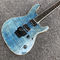Light blue Quilted Flame Maple Mayones Electric Guitar,2019 New S logo Neck through body 6 Strings Guitar supplier