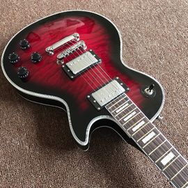 Chinese Electric Guitar with CHROME Hardware, Vintage red burst Quilted Maple Top supplier