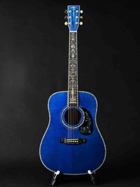 OEM custom guitar 41 inch solid spruce quilted maple blue color D style handmade Acoustic Guitar supplier