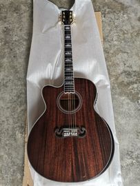 Solid mahogany wood left handed grand cutaway acoustic guitar jumbo size mahogany wood acoustic electric guitar supplier