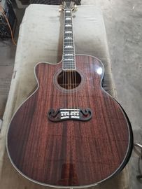 Solid mahogany wood left handed grand cutaway acoustic guitar jumbo size mahogany wood acoustic electric guitar supplier