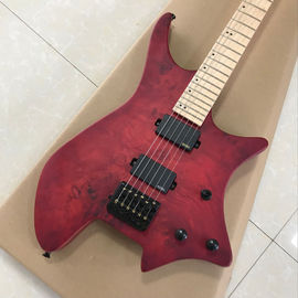 GRAND Red burst color Headless Electric Guitar 2019 New arrival solid wood guitar,Black hardware Free shipping supplier