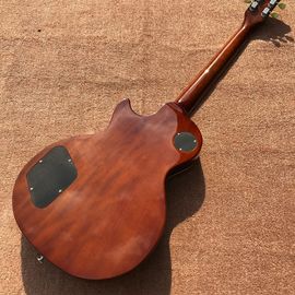 One piece Neck one piece body electric guitar, Upgrade Tune-o-Matic bridge guitar Tiger Flame standard guitar in sunburs supplier
