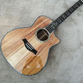 2019 Real Photos, acoustic guitar,Real Abalone Inlay,Solid Koa wood Cutaway electric guitar, Free shipping supplier