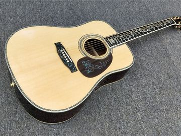 Deluxe Abalone inlays Ebony fingerboard D style acoustic Guitar,OEM Solid Spruce top 41 inch Acoustic electric Guitar supplier