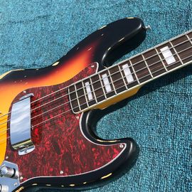 Heavy Relic Jazz Bass Electric Guitar Sunburst Color Alder Body 100% Handmade Nitrolacquer Finish Aged Hardware supplier