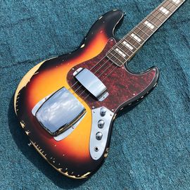 Heavy Relic Jazz Bass Electric Guitar Sunburst Color Alder Body 100% Handmade Nitrolacquer Finish Aged Hardware supplier