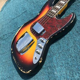 Heavy Relic Jazz Bass Electric Guitar Sunburst Color Alder Body 100% Handmade Nitrolacquer Finish Aged Hardware supplier