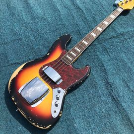 Heavy Relic Jazz Bass Electric Guitar Sunburst Color Alder Body 100% Handmade Nitrolacquer Finish Aged Hardware supplier