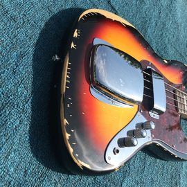 Heavy Relic Jazz Bass Electric Guitar Sunburst Color Alder Body 100% Handmade Nitrolacquer Finish Aged Hardware supplier