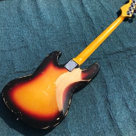 Heavy Relic Jazz Bass Electric Guitar Sunburst Color Alder Body 100% Handmade Nitrolacquer Finish Aged Hardware supplier