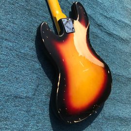 Heavy Relic Jazz Bass Electric Guitar Sunburst Color Alder Body 100% Handmade Nitrolacquer Finish Aged Hardware supplier