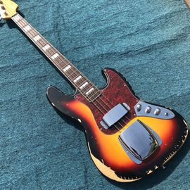 Heavy Relic Jazz Bass Electric Guitar Sunburst Color Alder Body 100% Handmade Nitrolacquer Finish Aged Hardware supplier