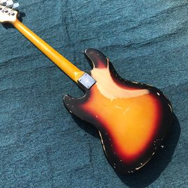 Heavy Relic Jazz Bass Electric Guitar Sunburst Color Alder Body 100% Handmade Nitrolacquer Finish Aged Hardware supplier