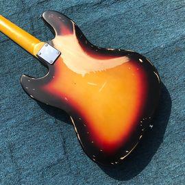 Heavy Relic Jazz Bass Electric Guitar Sunburst Color Alder Body 100% Handmade Nitrolacquer Finish Aged Hardware supplier