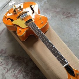 Tiger Flame jazz electric guitar.F hollow body jazz guitar. orange guitar.vibrato system.free shipping supplier