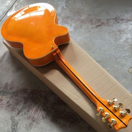 Tiger Flame jazz electric guitar.F hollow body jazz guitar. orange guitar.vibrato system.free shipping supplier