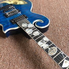 New handwork 6 Strings Rosewood fingerboard Electric Guitar with blue color flame top guitar and black hardware supplier